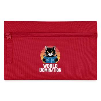Weltherrschaft – Katze mit großen Plänen - Federtasche - Rot - Vorne