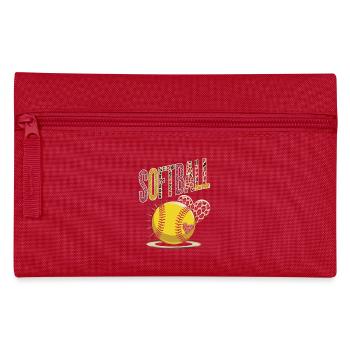 Leopard Print Softball Design - Pencil Case - red - Front