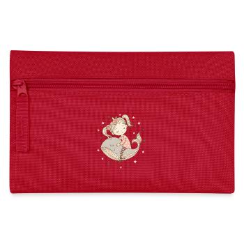 Une fille rêveuse chevauche une baleine - Trousse - rouge - Devant