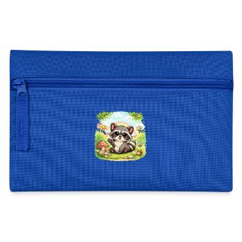 Kleiner Waschbär im Blumenparadies - Federtasche - Royalblau - Vorne