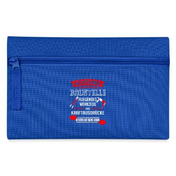 Bauarbeiter - Achtung Baustelle fliegendes Werkzeu - Federtasche - Royalblau - Vorne