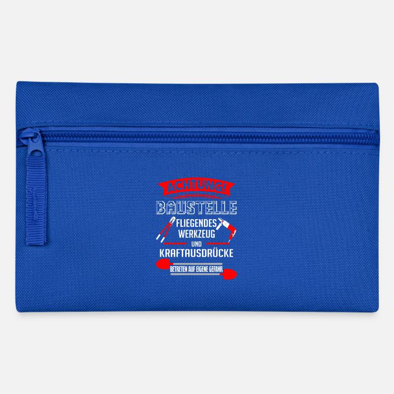 Bauarbeiter - Achtung Baustelle fliegendes Werkzeu - Federtasche - Royalblau