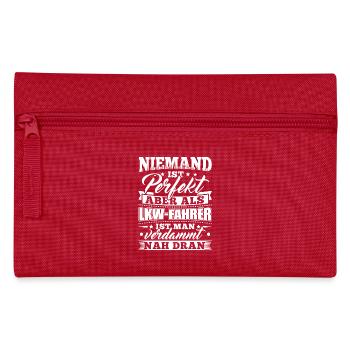 LKW Fahrer Trucker Shirt Niemand Perfekt - Federtasche - Rot - Vorne