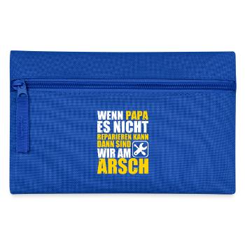 Papa reparieren am Arsch Handwerker Familie Garage - Federtasche - Royalblau - Vorne