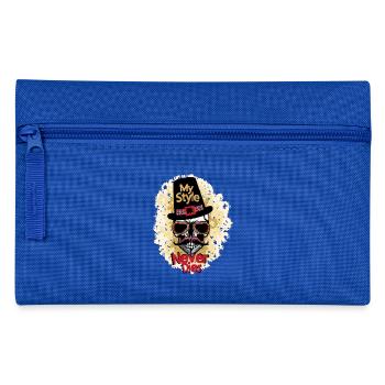 tete de mort hipster moustache lunette de soleil c - Trousse - bleu royal - Devant