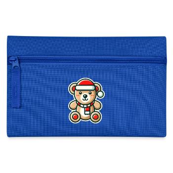 Weihnachtlicher Teddybär - Federtasche - Royalblau - Vorne