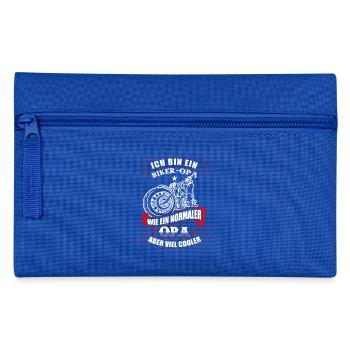 Biker Opa Motorrad fahren - Federtasche - Royalblau - Vorne