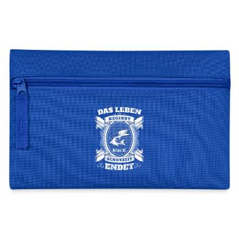 Angeln -Das Leben beginnt wenn die Schonzeit endet - Federtasche - Royalblau - Vorne