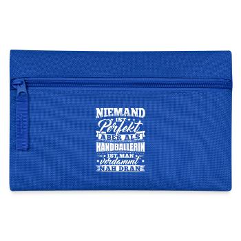 Lustiges Handball Handballer Shirt - Federtasche - Royalblau - Vorne