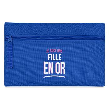 je suis une Fille en or cadeau idée humour - Trousse - bleu royal - Devant