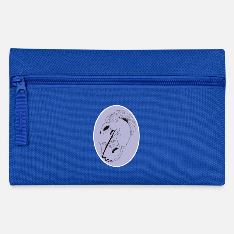 Maus mit Blume - Federtasche - Royalblau