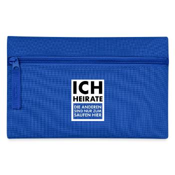 Ich Heirate die anderen sind zum Saufen hier JGA - Federtasche - Royalblau - Vorne