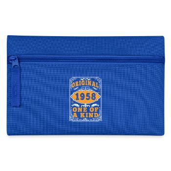 Vintage Born in 1958 made in 1958 67 years old. Art_20 - Pencil Case - royal blue - Front