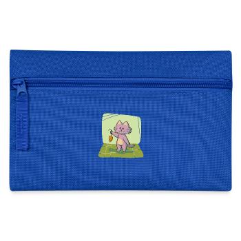 Katze mit Maus - Federtasche - Royalblau - Vorne