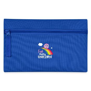 Pink fluffy Unicorn - Pencil Case - royal blue - Front