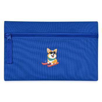 Cute Corgi Skiing - Pencil Case - royal blue - Front