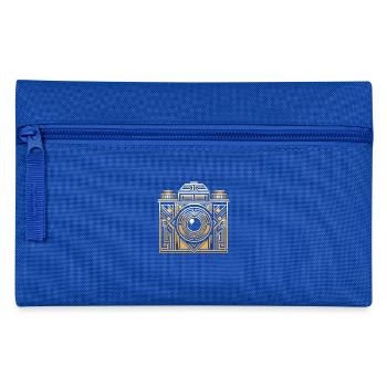 Appareil photo géométrique doré - Trousse - bleu royal - Devant