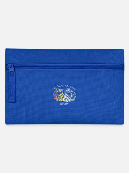 Treibball (bunt) mit Text - Federtasche - Royalblau