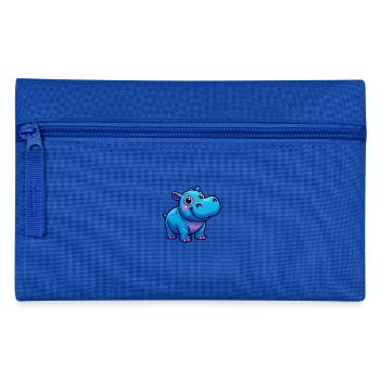 Süßes Blaues Cartoon Nilpferd Lächelt - Federtasche - Royalblau - Vorne