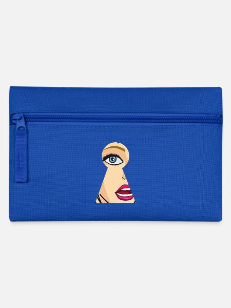 Woman looks through keyhole, comic pop art - Pencil Case - royal blue