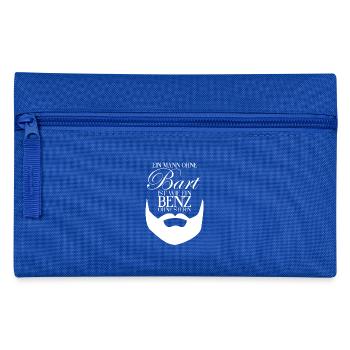Man without a beard - No! - Beard Saying Gift - Pencil Case - royal blue - Front