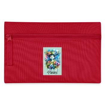 Pixie - Pixies - Flowers, Watercolor and Fairy - Pencil Case - red - Front