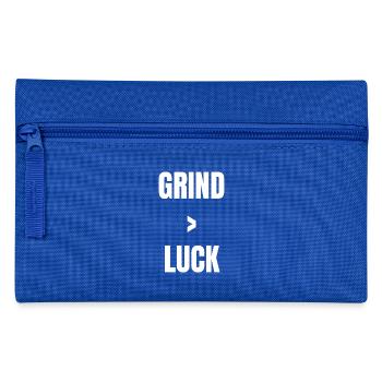 Grind > Luck – Motivationsshirt für Gamer & Macher - Federtasche - Royalblau - Vorne