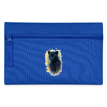 panther aquarell - Federtasche - Royalblau - Vorne