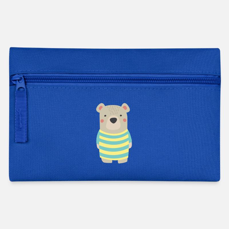 Baer mit Streifenshirt - Federtasche - Royalblau