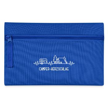 Camper-Herzschlag Dauercamper Camping Wohnwagen - Federtasche - Royalblau - Vorne