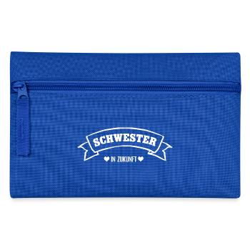 SCHWESTER IN ZUKUNFT Baby verkünden Bruder kommt - Federtasche - Royalblau - Vorne