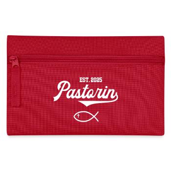 Pastorin seit 2025 Pfarrerin Priesterin Kirche - Federtasche - Rot - Vorne