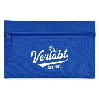 Verlobt 2025 Hochzeit Antrag Verlobung Verlobte - Federtasche - Royalblau - Vorne