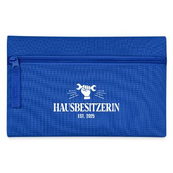 Hausbesitzerin 2025 Hausbau Haus Bauen Bauherrin - Federtasche - Royalblau - Vorne