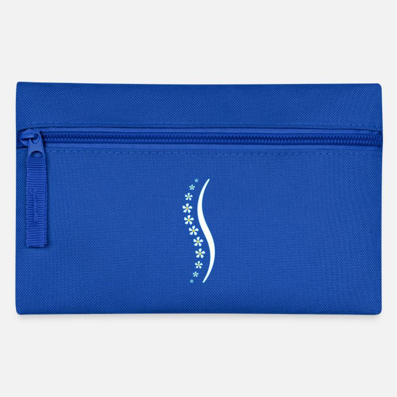 Blumen-Wirbelsäule blau - Federtasche - Royalblau