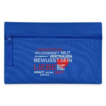 Motivationsshirt dunkel mit Herz - Federtasche - Royalblau - Vorne