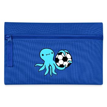 Oktopus Fußball spielen Ball halten Torwart Sport - Federtasche - Royalblau - Vorne