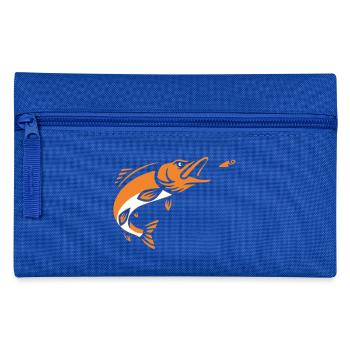 Hecht Raubfisch Sprung Silhouette - Federtasche - Royalblau - Vorne