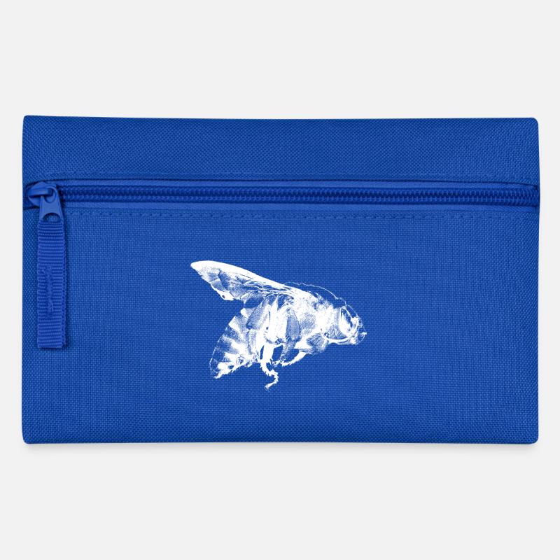 Vintage Biene Design - Federtasche - Royalblau