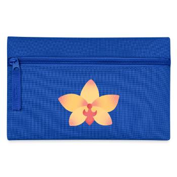 orange pink orchid flower - Pencil Case - royal blue - Front