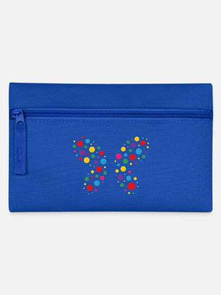 Bunte Punktflügelblüte - Federtasche - Royalblau