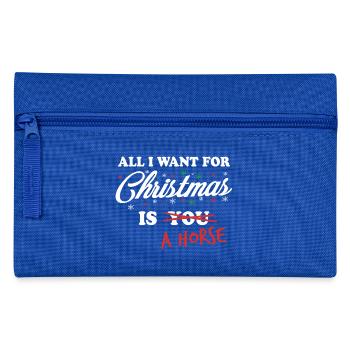 Zu Weihnachten möchte ich ein Pferd a Horse - Federtasche - Royalblau - Vorne