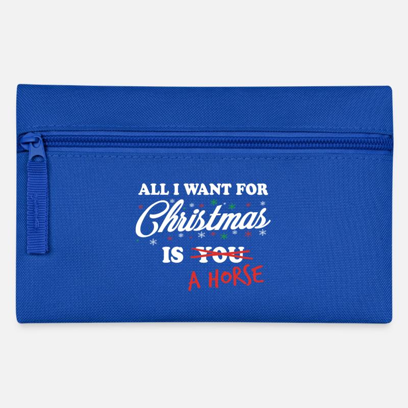 Zu Weihnachten möchte ich ein Pferd a Horse - Federtasche - Royalblau