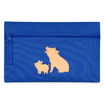 Mutterschwein mit Ferkel - Federtasche - Royalblau - Vorne