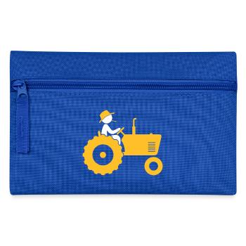 Landwirt auf Traktor - Federtasche - Royalblau - Vorne
