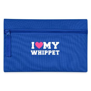I love my Whippet - Federtasche - Royalblau - Vorne