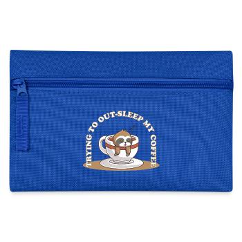 Trying to Out-Sleep My Coffee – Faultier Kaffee - Federtasche - Royalblau - Vorne