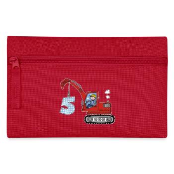 Excavator 5th Birthday - Pencil Case - red - Front