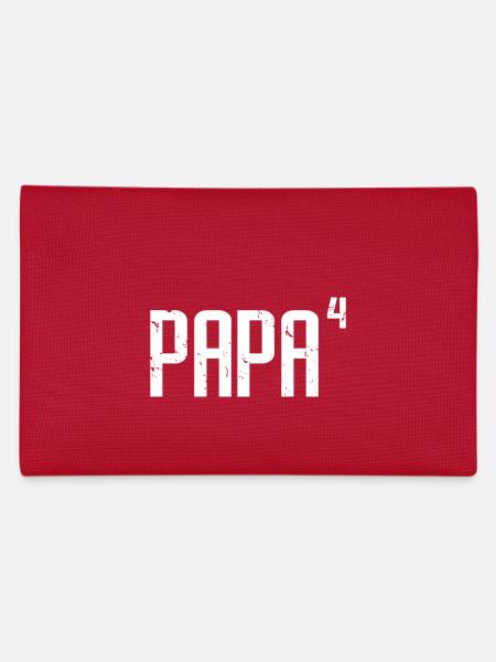 Papa Of Four Fun Gift For All Father's With 4 Kids - Pencil Case - red - Back