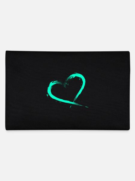 Heart design turquoise vector new - Pencil Case - black - Back